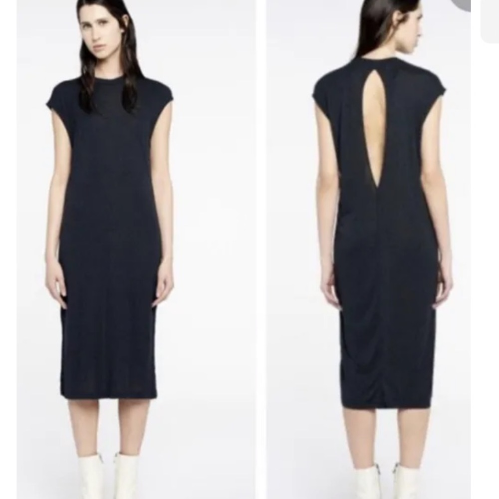 IRO Jeans Isaure Gray Shirt Cut Out Back Midi Dress